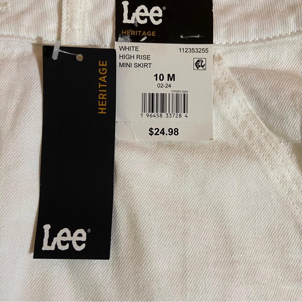 Lee Heritage White Denim Mini Skirt High Rise Stretch Western Cowgirl Size 10 - Picture 2 of 11